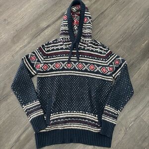 American Eagle Fair Isle Sweater Mens Small Pattern Knit Pullover Hoodie